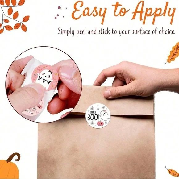 500 Pink Halloween Cute Ghost Stickers Roll Ghouls - Picture 6 of 7